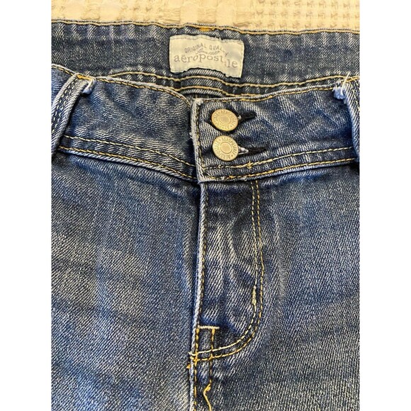 Aeropostale Womens Denim Hailey Flare Distressed Jeans Size 13 14 cute Pockets - Picture 4 of 12